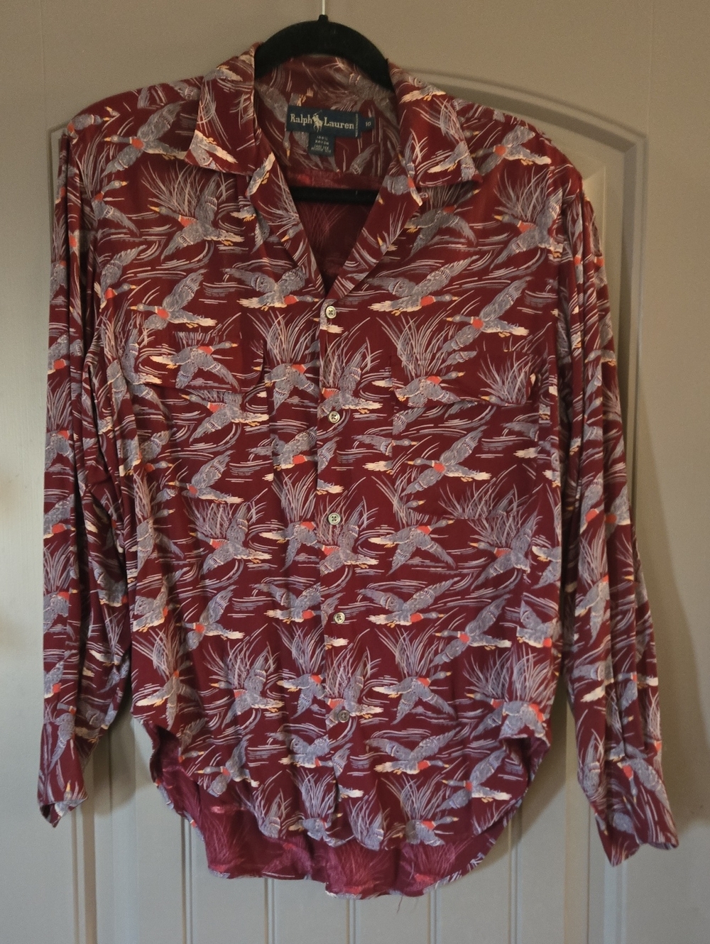 Vintage, rare, Ralph Lauren burgundy, mallard Duck, Country home, Shirt